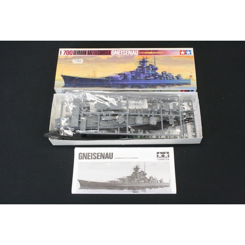 372 - Three boxed Tamiya plastic model kits to include 1/72 Vosper Fast Patrol Boat Perkasa, 1/24 Lotus Su... 