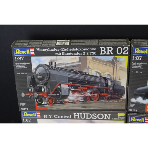 376 - Seven boxed & unbuilt Revell 1/87 plastic model locomotive kits to include 2164 Baureihe 01, 2165 Pr... 