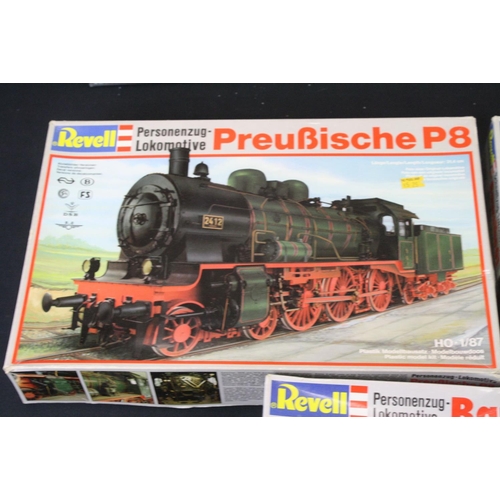 376 - Seven boxed & unbuilt Revell 1/87 plastic model locomotive kits to include 2164 Baureihe 01, 2165 Pr... 