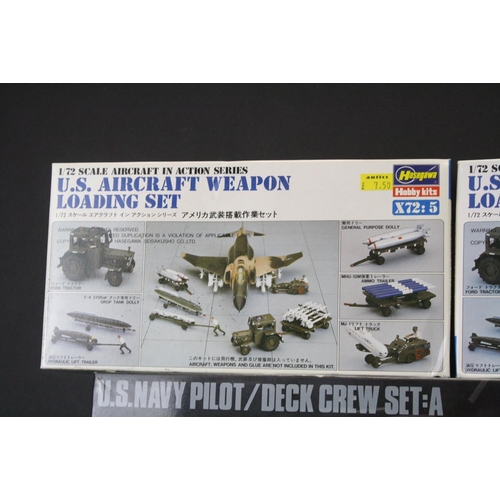 377 - 10 Boxed Hasegawa plastic model kits to include 3 x 1/48 36006 U.S.Navy Pilot / Deck Crew Set A, 2 x... 