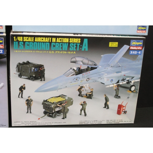 377 - 10 Boxed Hasegawa plastic model kits to include 3 x 1/48 36006 U.S.Navy Pilot / Deck Crew Set A, 2 x... 