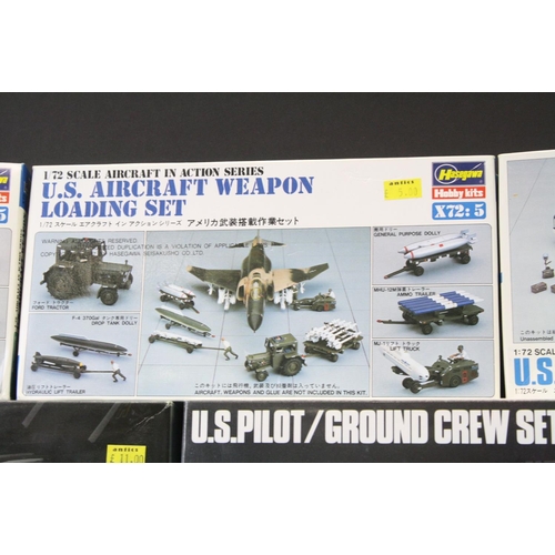 377 - 10 Boxed Hasegawa plastic model kits to include 3 x 1/48 36006 U.S.Navy Pilot / Deck Crew Set A, 2 x... 