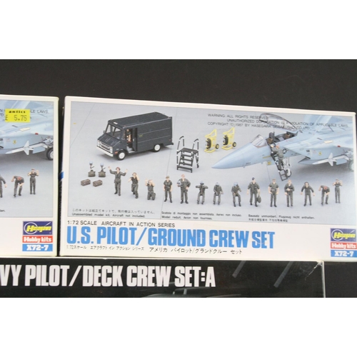 377 - 10 Boxed Hasegawa plastic model kits to include 3 x 1/48 36006 U.S.Navy Pilot / Deck Crew Set A, 2 x... 