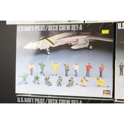 377 - 10 Boxed Hasegawa plastic model kits to include 3 x 1/48 36006 U.S.Navy Pilot / Deck Crew Set A, 2 x... 