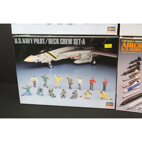 377 - 10 Boxed Hasegawa plastic model kits to include 3 x 1/48 36006 U.S.Navy Pilot / Deck Crew Set A, 2 x... 