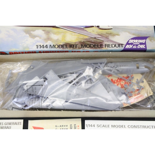 378 - Three boxed  plastic model kits to include a sealed 1/144 Airfix 08666 BAC Aerospatiale Concorde, Re... 