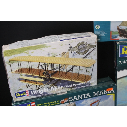 379 - 10 Boxed & unbuilt Revell plastic model kits, mostly ship kits, to include 3 x 500th Anniversary of ... 