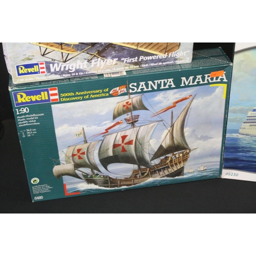 379 - 10 Boxed & unbuilt Revell plastic model kits, mostly ship kits, to include 3 x 500th Anniversary of ... 