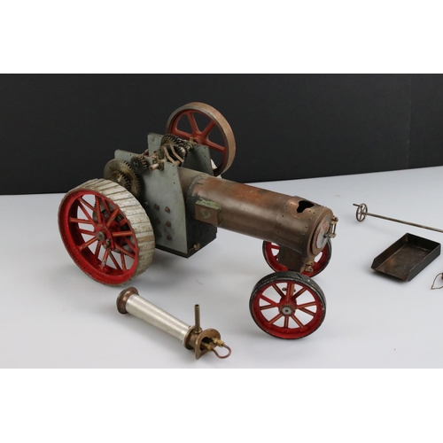 324 - Scratch built Steam Traction engine, showing play wear & loose parts, approx length 15