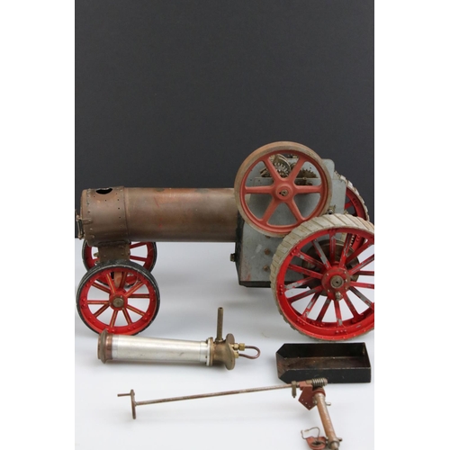 324 - Scratch built Steam Traction engine, showing play wear & loose parts, approx length 15