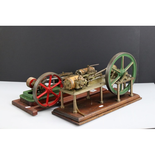 326 - Two Stationary Beam engines, possibly Stuart / in the style of, unmarked, wooden bases 20