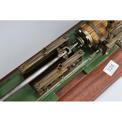 326 - Two Stationary Beam engines, possibly Stuart / in the style of, unmarked, wooden bases 20