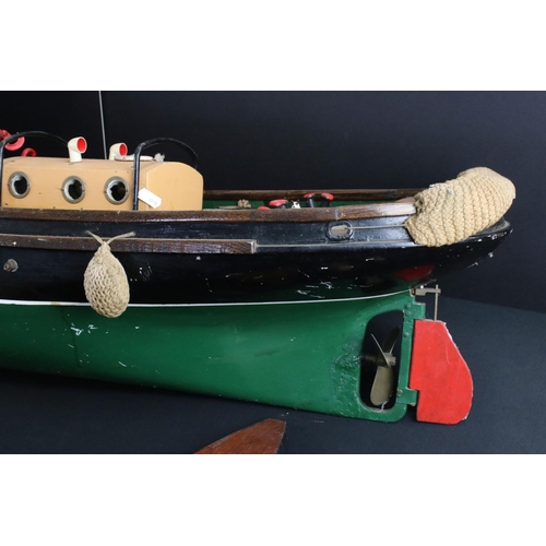 327 - Large well built tug boat made for engine fittings (none present), shows some wear and display dust ... 