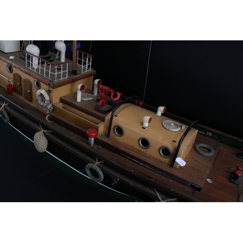 327 - Large well built tug boat made for engine fittings (none present), shows some wear and display dust ... 