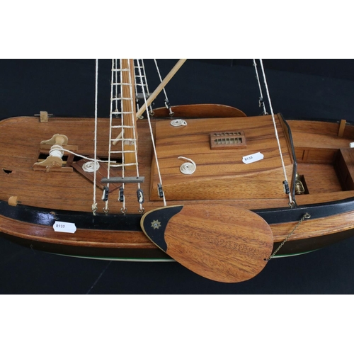 328 - Two wooden model boats, both well made, features a Runabout (26