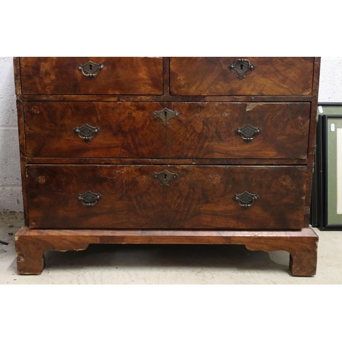 118 - Early 18th century Walnut and Feather Banded Bureau, the fall front opening to a fitted interior wit... 