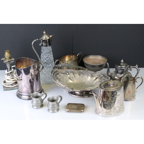 490A - Mixed lot of Silver Plate including Walker & Hall Swing Handle Bowl, Walker & Hall Bottle Cooler, Cl... 