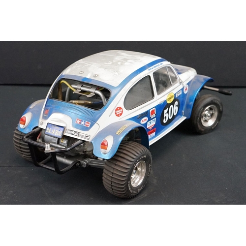 403A - Two Radio Control Cars to include 1 x Tamiya Baja Bug in blue and white, Tamiya Toyota Hilux in blac... 