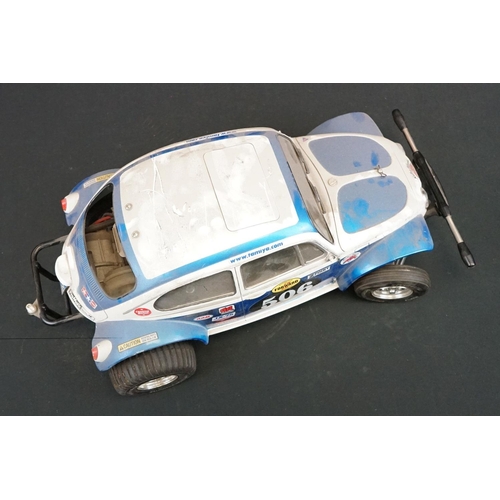 403A - Two Radio Control Cars to include 1 x Tamiya Baja Bug in blue and white, Tamiya Toyota Hilux in blac... 