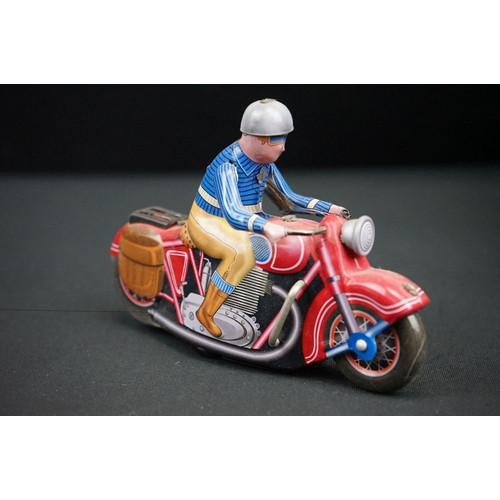 445 - Six boxed tinplate motorcycles, to include Schylling United States Postage Special Delivery, Orienta... 