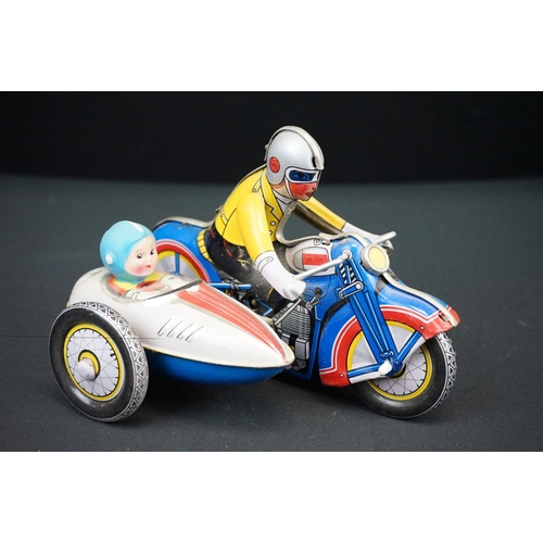 445 - Six boxed tinplate motorcycles, to include Schylling United States Postage Special Delivery, Orienta... 