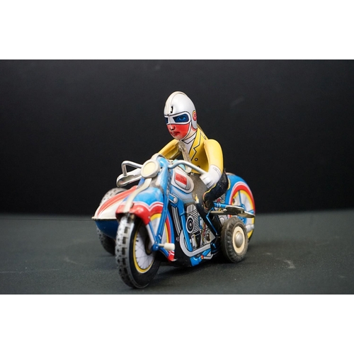 445 - Six boxed tinplate motorcycles, to include Schylling United States Postage Special Delivery, Orienta... 