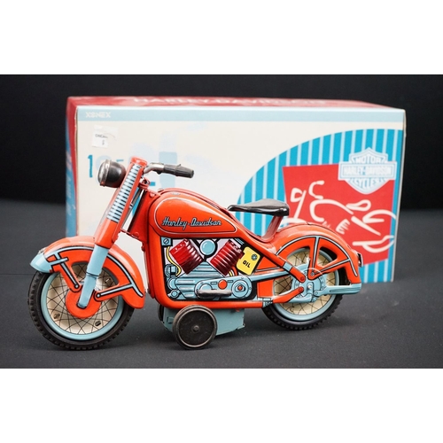 445 - Six boxed tinplate motorcycles, to include Schylling United States Postage Special Delivery, Orienta... 