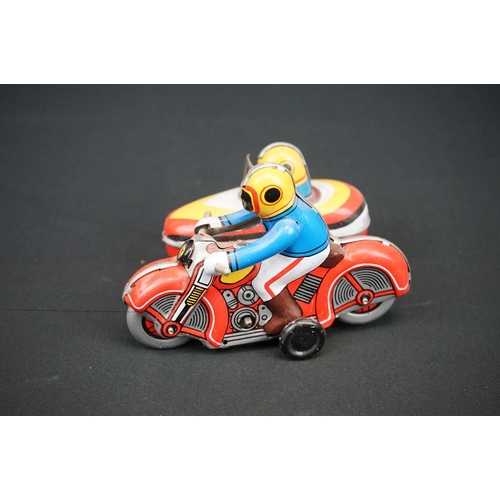 445 - Six boxed tinplate motorcycles, to include Schylling United States Postage Special Delivery, Orienta... 