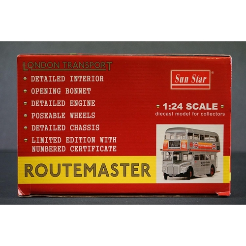 1082 - Boxed ltd edn Sun Star 2906 Routemaster SRM 25-850 DYE Queen's Silver Jubilee Woolworth diecast mode... 