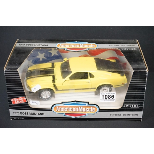 1086 - Two Boxed ERTL Collector's edn American Model 1/18 scale diecast 1970 Boss Mustang models, together ... 