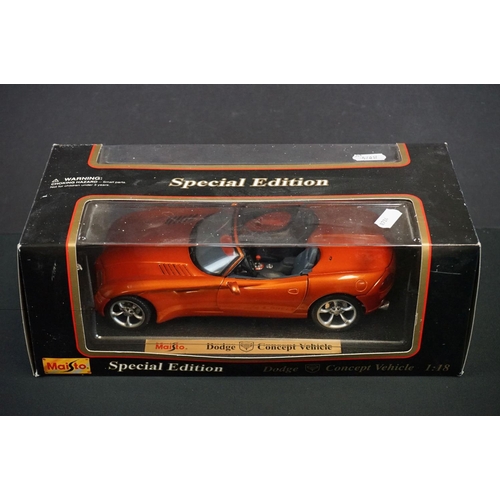 1088 - Eight Boxed Maisto Special Edn diecast models to include 7 x 1:18 scale (Dodge Viper GTS, Jaguar XJ ... 