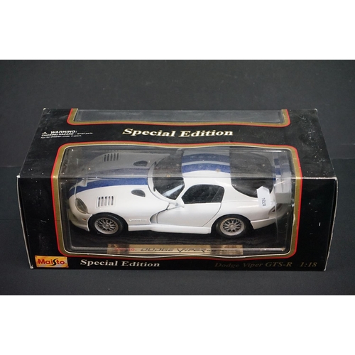 1088 - Eight Boxed Maisto Special Edn diecast models to include 7 x 1:18 scale (Dodge Viper GTS, Jaguar XJ ... 