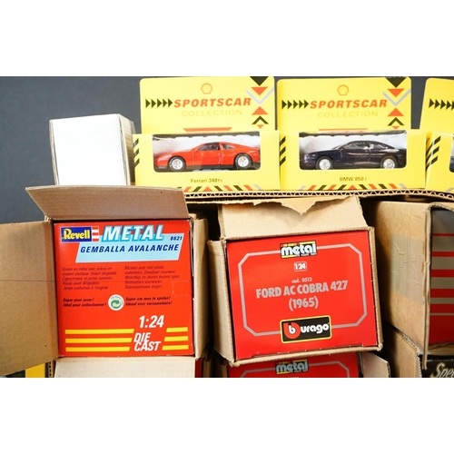 1101 - 30 Boxed diecast models to include Burago, Revell, Shell, Maisto etc, ex (two boxes)