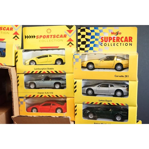 1101 - 30 Boxed diecast models to include Burago, Revell, Shell, Maisto etc, ex (two boxes)