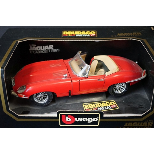 1180 - Six boxed diecast models to include 1 x Auto Art 1/18 Jaguar D-Type Short Nose, 2 x Burago (1/18 Jag... 