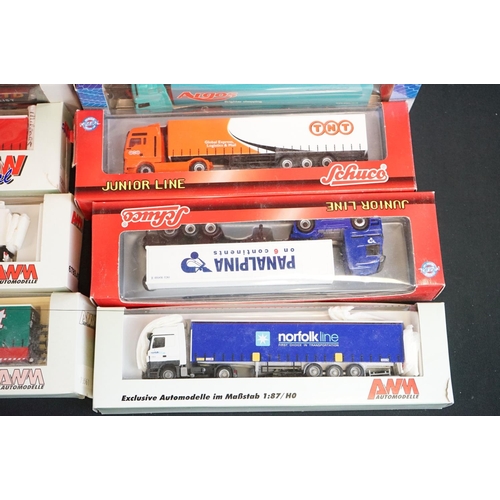 1190 - 22 Boxed / cased diecast and plastic model trucks to include 11 x Schuco (4 x Junior Line, 6 x ltd /... 