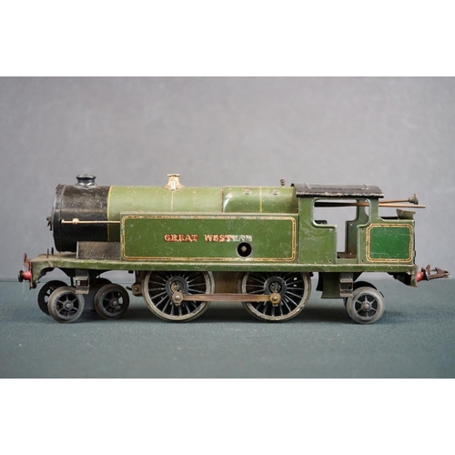 185 - Two Clockwork Hornby O gauge locomotives to include GWR 4-4-2 and a Type 501 1842 with key