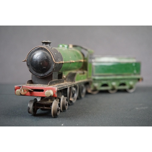 187 - Bassett Lowke O gauge clockwork Princess Elizabeth 4-4-0 locomotive with tender, no key, paint wear