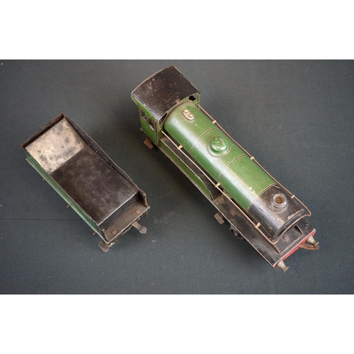 187 - Bassett Lowke O gauge clockwork Princess Elizabeth 4-4-0 locomotive with tender, no key, paint wear