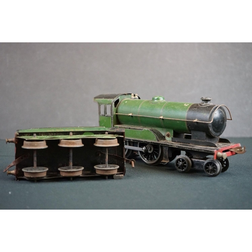 187 - Bassett Lowke O gauge clockwork Princess Elizabeth 4-4-0 locomotive with tender, no key, paint wear