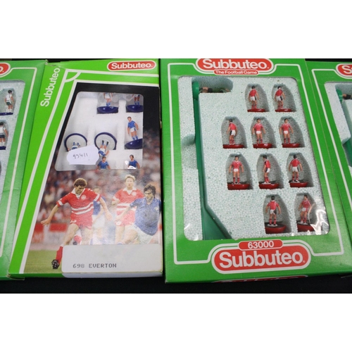 408 - Subbuteo - Nine boxed teams to include 664 Liverpool 2nd, 683 Arsenal, 685 Notts Forest, 643 Everton... 