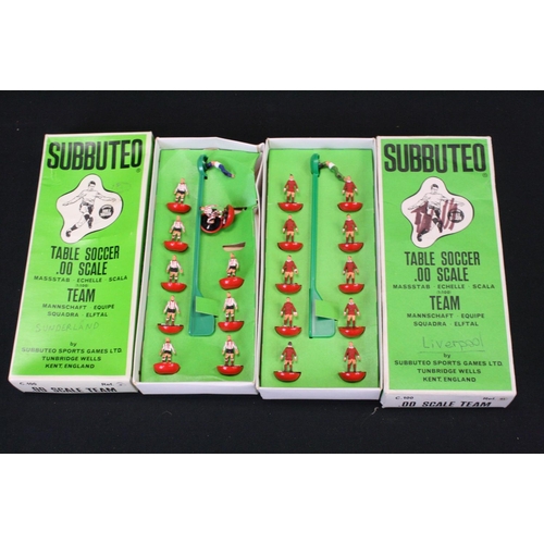 411 - Subbuteo - Five boxed HW / LW teams, colours include Liverpool, Sunderland, England, Chelsea & Manch... 