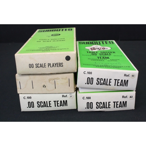 411 - Subbuteo - Five boxed HW / LW teams, colours include Liverpool, Sunderland, England, Chelsea & Manch... 