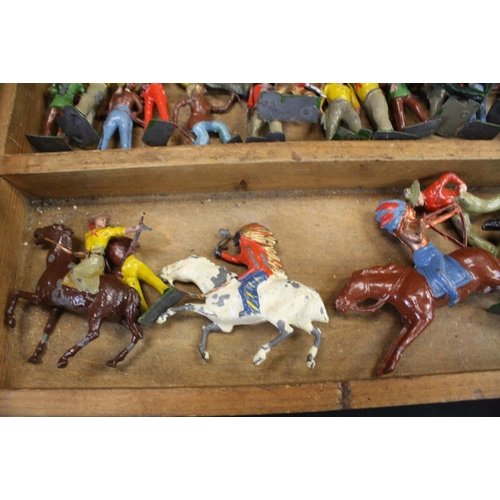 448A - Collection of over 170 mid 20th C play worn metal figures, to include Britains and Johillco, compris... 