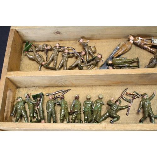 448A - Collection of over 170 mid 20th C play worn metal figures, to include Britains and Johillco, compris... 