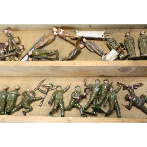 448A - Collection of over 170 mid 20th C play worn metal figures, to include Britains and Johillco, compris... 