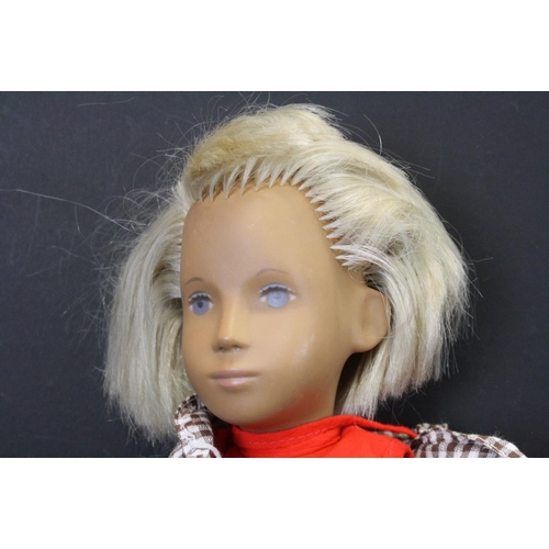 486 - Original Sasha blonde hair doll with original outfit, no shoes, cut haior, gd overall