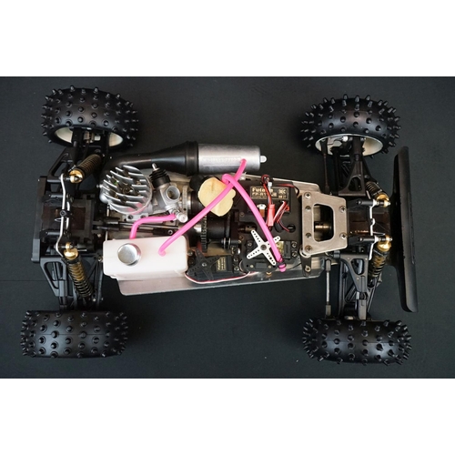 402 - Boxed Kyosho 1:8 Burns DX 4WD Radio Controlled .21 Engine Powered Racing Buggy