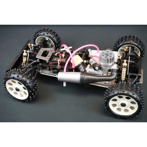 402 - Boxed Kyosho 1:8 Burns DX 4WD Radio Controlled .21 Engine Powered Racing Buggy