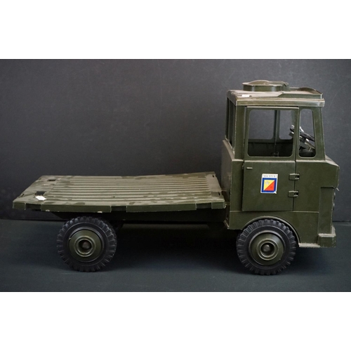 426A - Three Action Man scale vehicles to include jeep with trailer, jet fighter plane & army truck along w... 